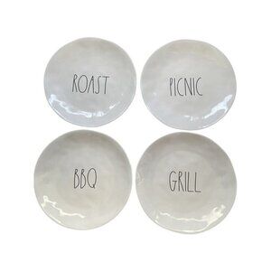 Rae Dunn Roast Picnic BBQ Grill Set of 4 Melamine 10" Plates Artisan Collection